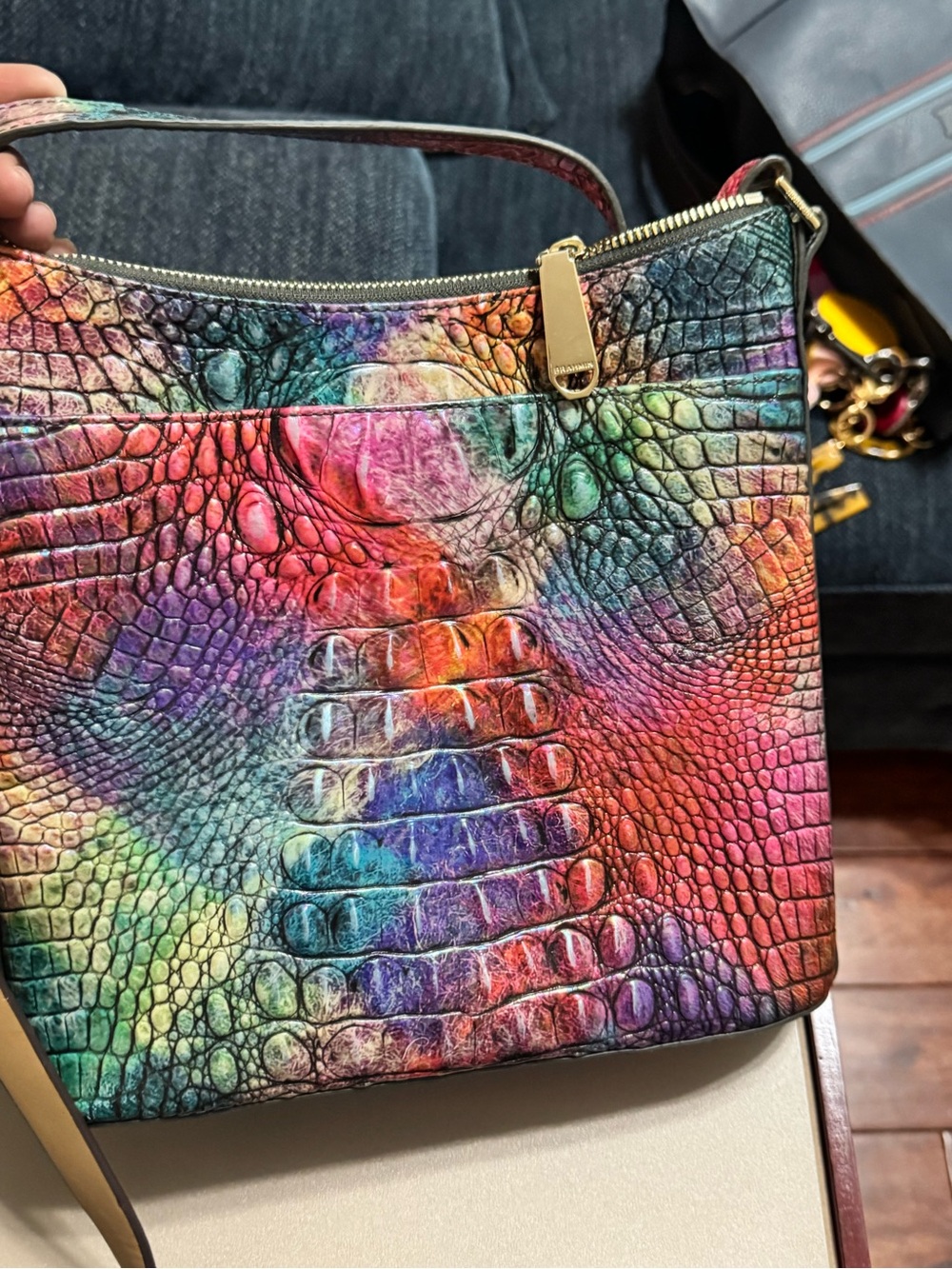 Brahmin Rainbow Croc-Embossed Leather Crossbody - Multicolor